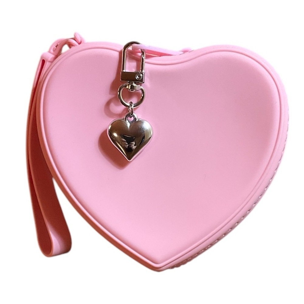 Pink Silicone Heart Wristlet Pouch - Picture 2 of 5